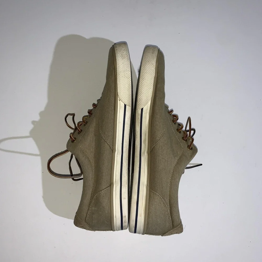 Polo Ralph Lauren Sneakers Mens Size 13 Vaughn Beige Twill Lace Up Casual
